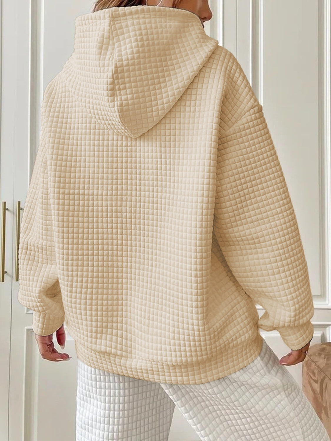 Textured Drawstring Drop Shoulder Hoodie (Copy)