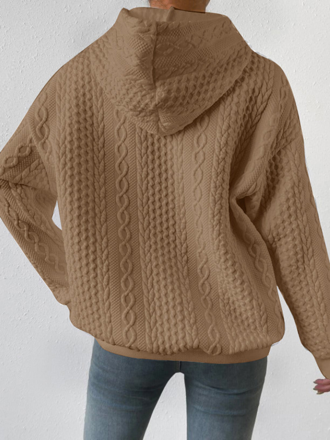 Full Size Textured Drawstring Long Sleeve Hoodie (Copy)