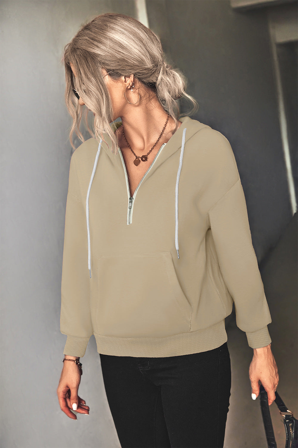 Half-Zip Drawstring Hoodie (Copy)