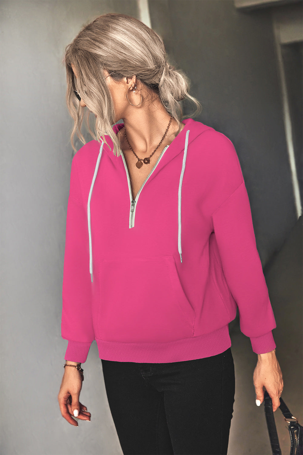 Half-Zip Drawstring Hoodie (Copy)