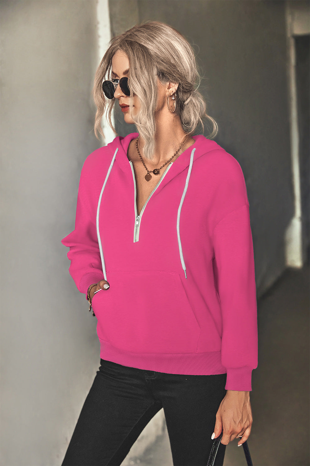 Half-Zip Drawstring Hoodie (Copy)